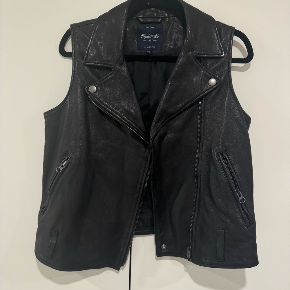 Madewell Black Leather Vest - Medium